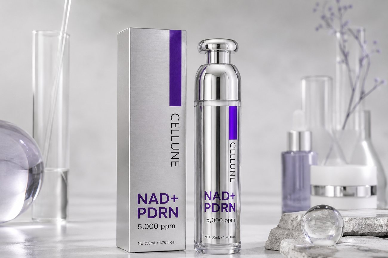 CELLUNE NAD+ PDRN serum bottle and box