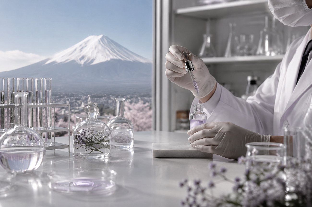 Japanese lab near Mt. Fuji formulating the serum